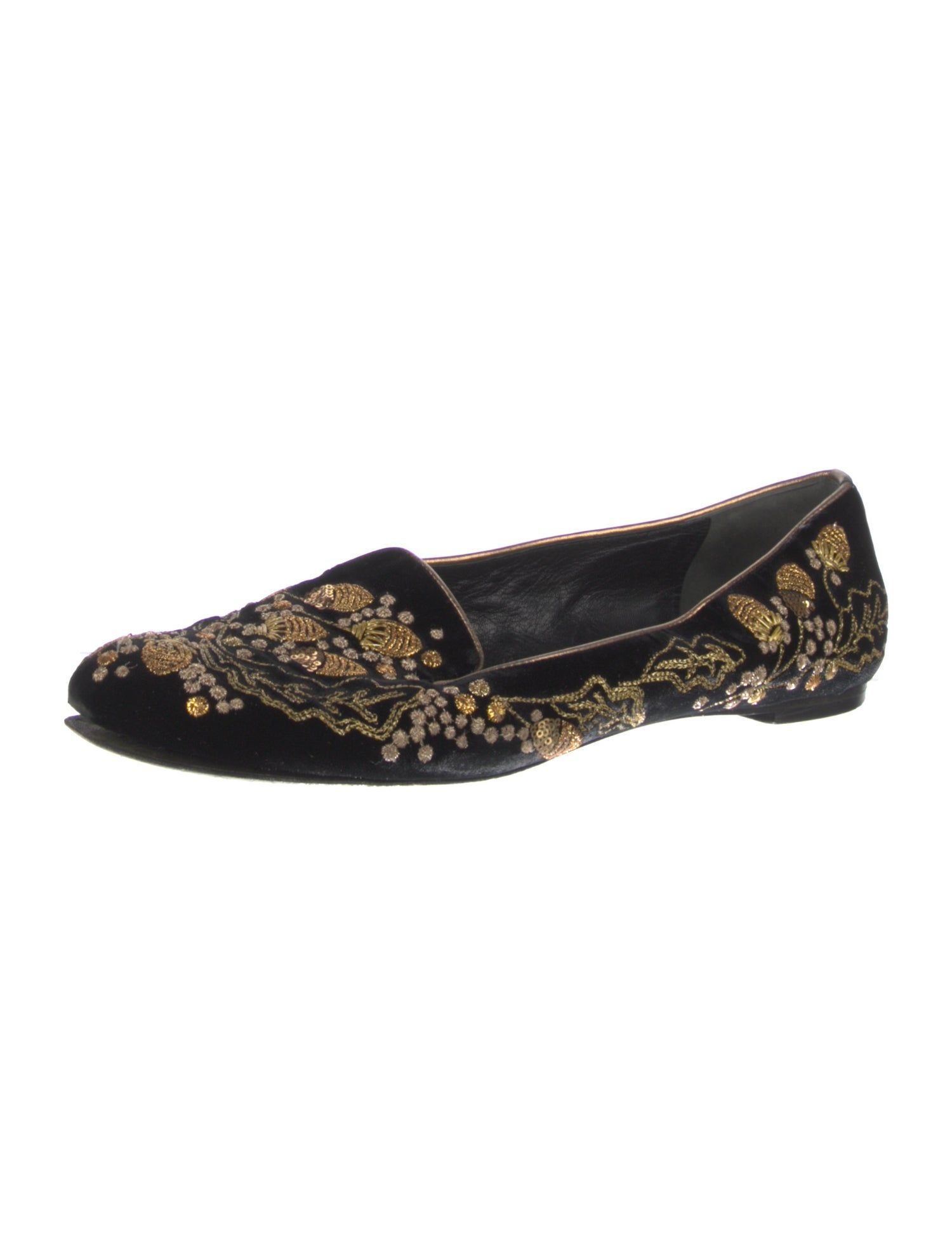 Alexander McQueen Velvet Floral Print Flats