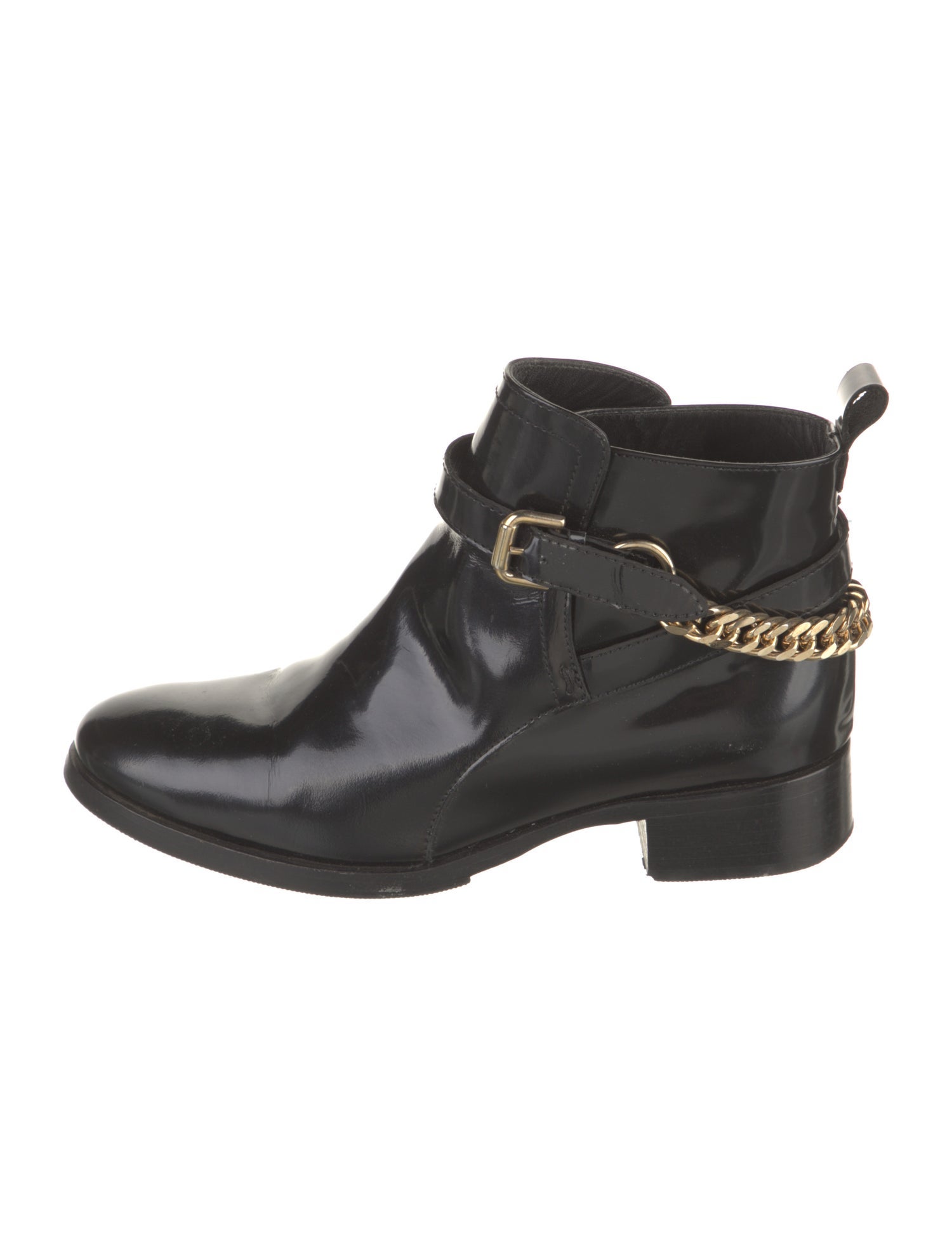 Alexander McQueen Patent Leather Chain-Link Accents Boots