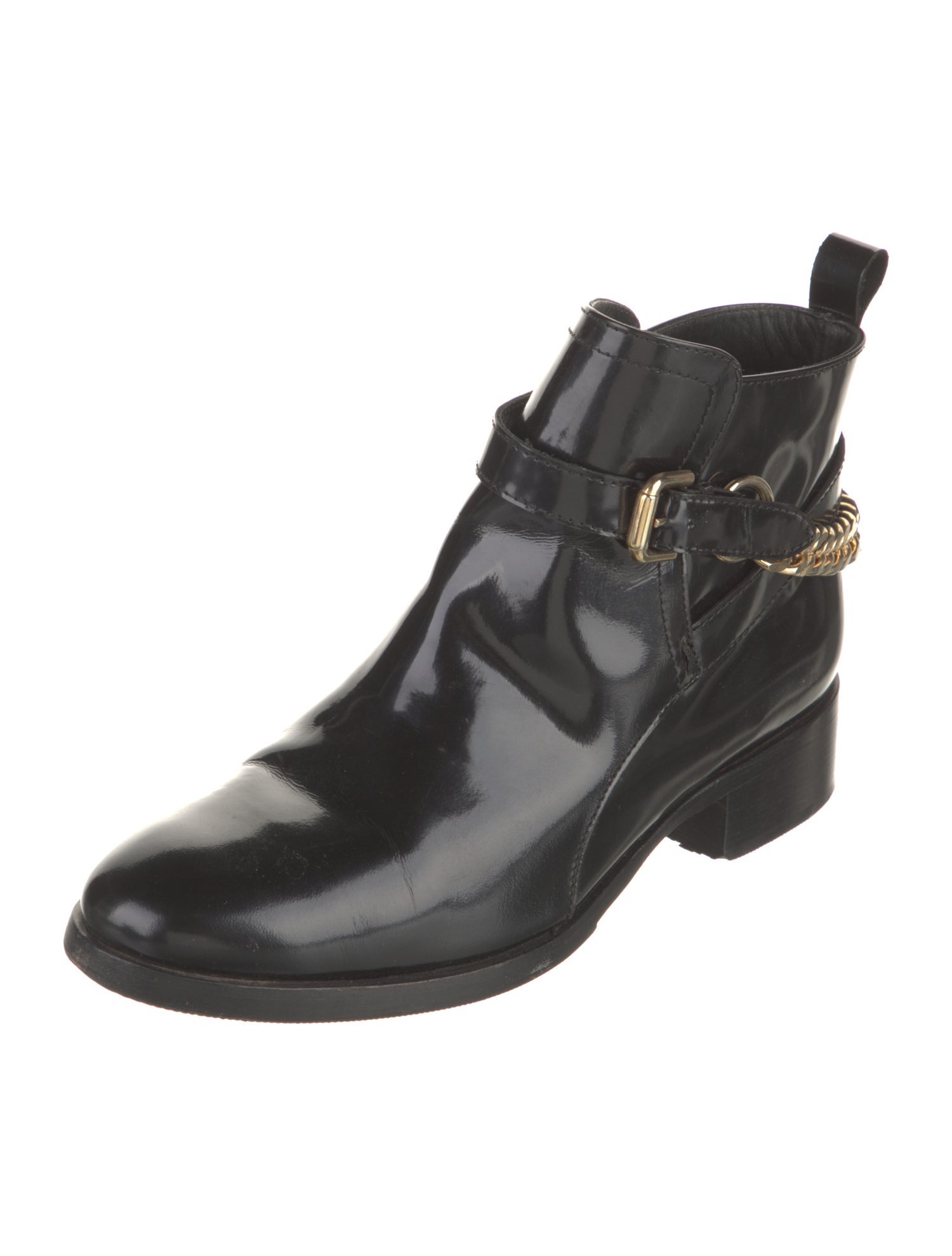 Alexander McQueen Patent Leather Chain-Link Accents Boots