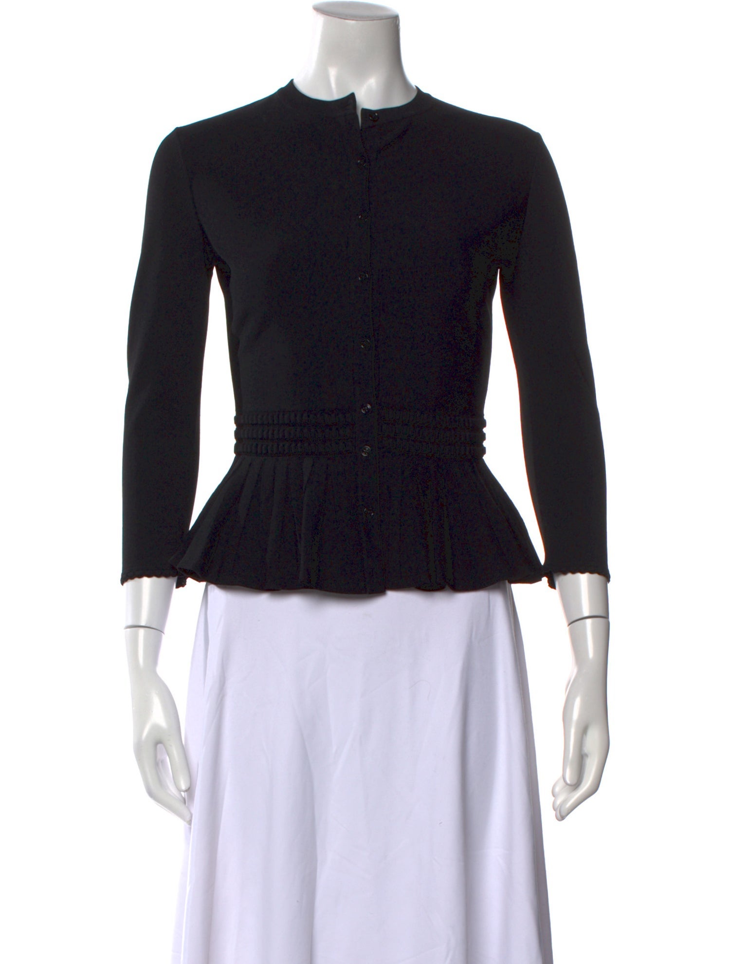 Alexander McQueen Mock Neck Three-Quarter Sleeve Top