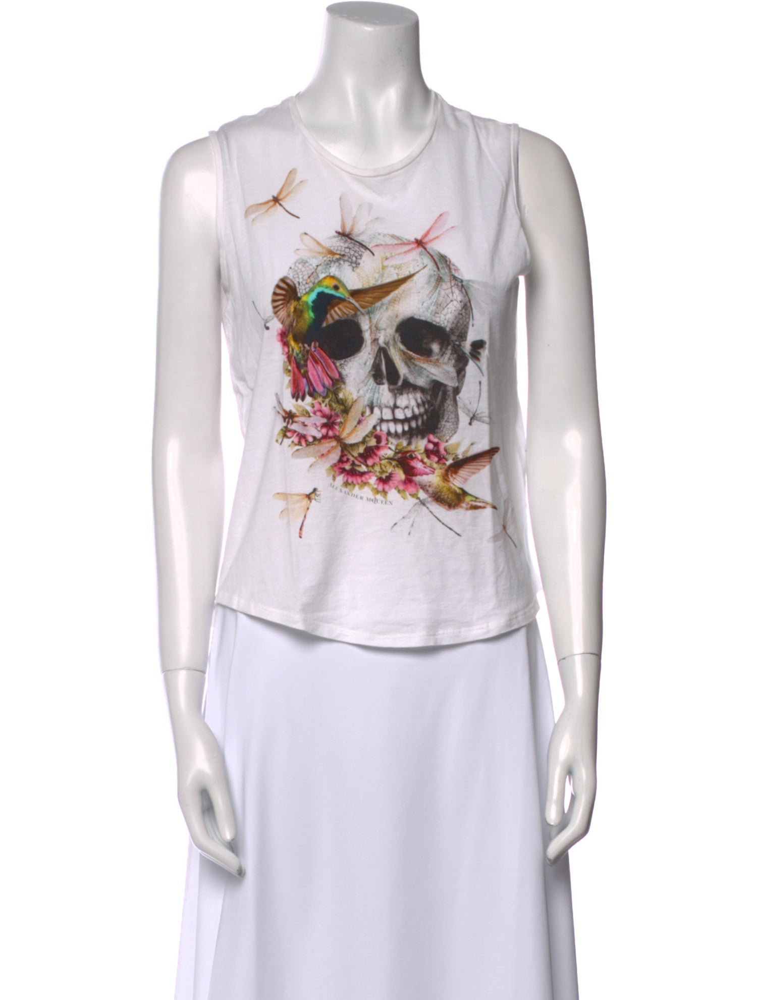 Alexander McQueen Graphic Print Crew Neck Crop Top