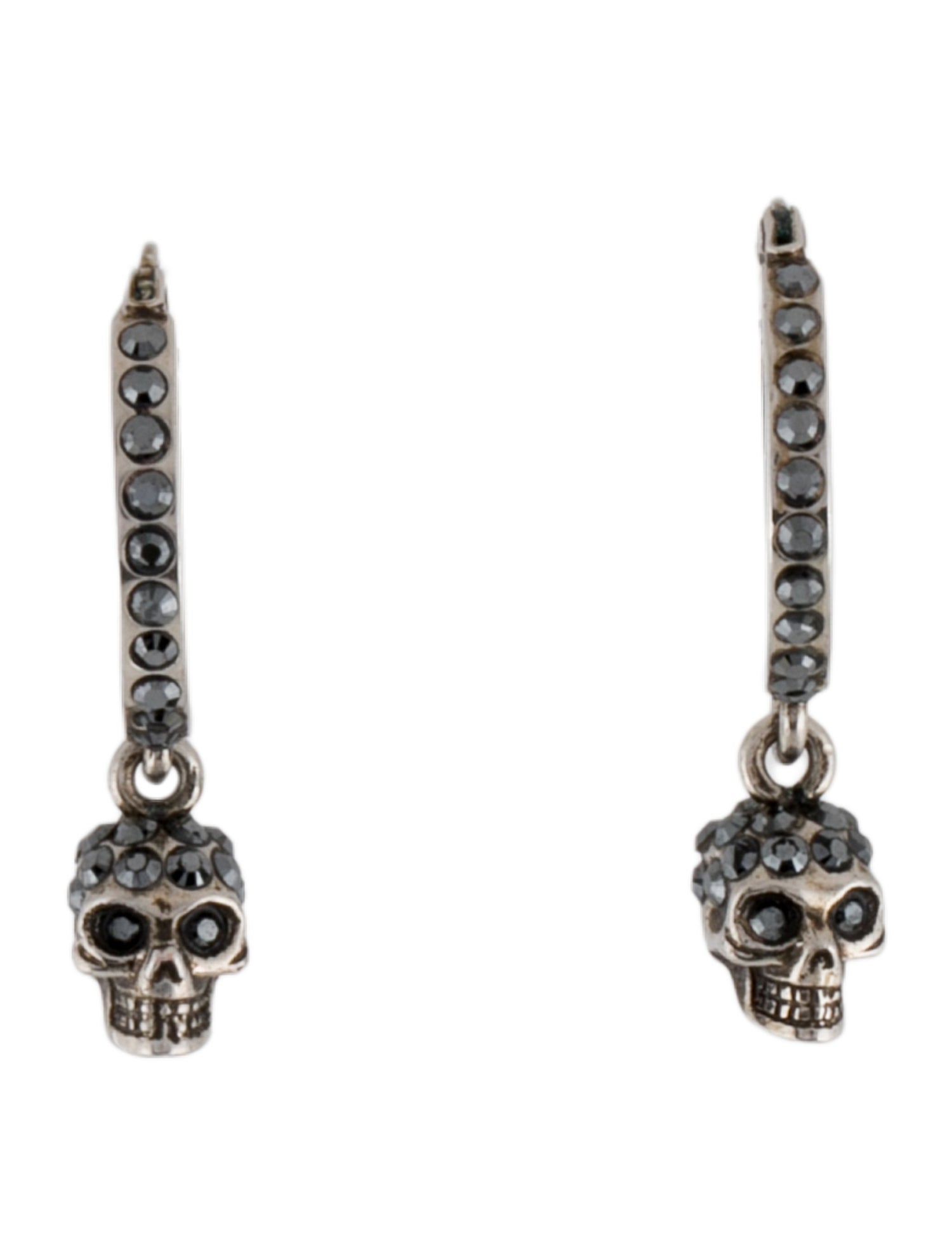 Alexander McQueen Crystal Skull Mini Creole Drop Hoop Earrings