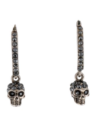 Alexander McQueen Crystal Skull Mini Creole Drop Hoop Earrings