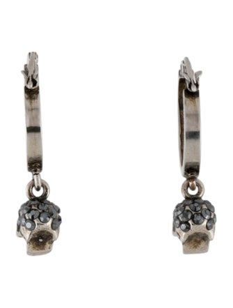 Alexander McQueen Crystal Skull Mini Creole Drop Hoop Earrings