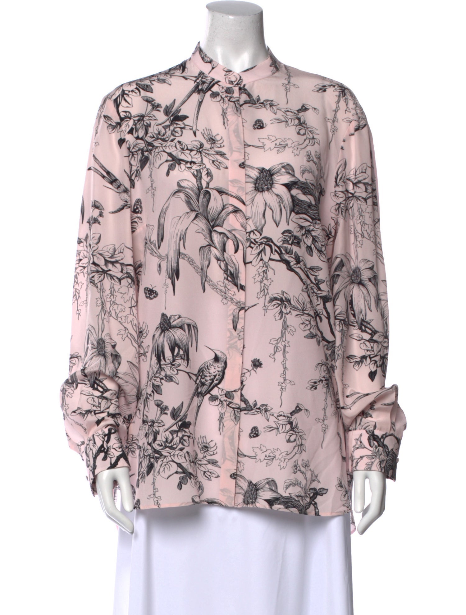 Alexander McQueen Silk Floral Print Button-Up Top