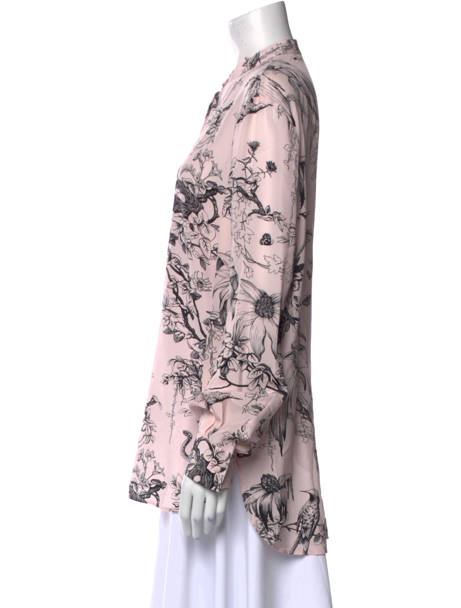 Alexander McQueen Silk Floral Print Button-Up Top