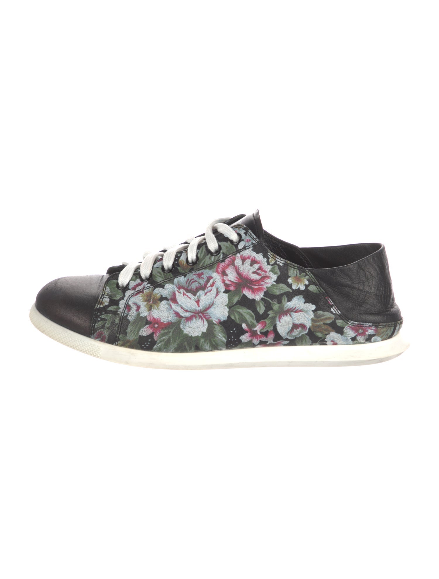 Alexander McQueen Leather Floral Print Sneakers