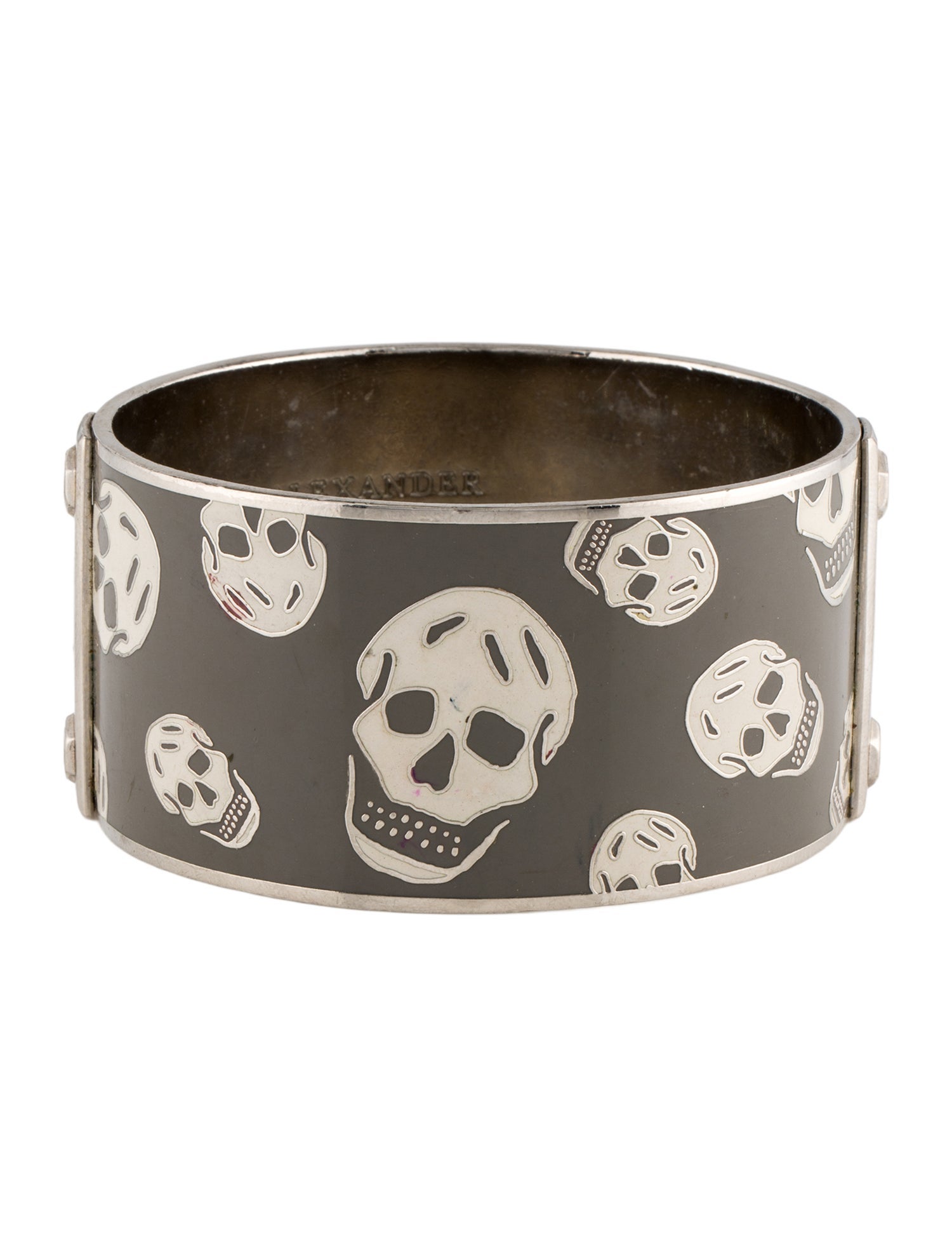 Alexander McQueen Enamel Wide Skull Bangle