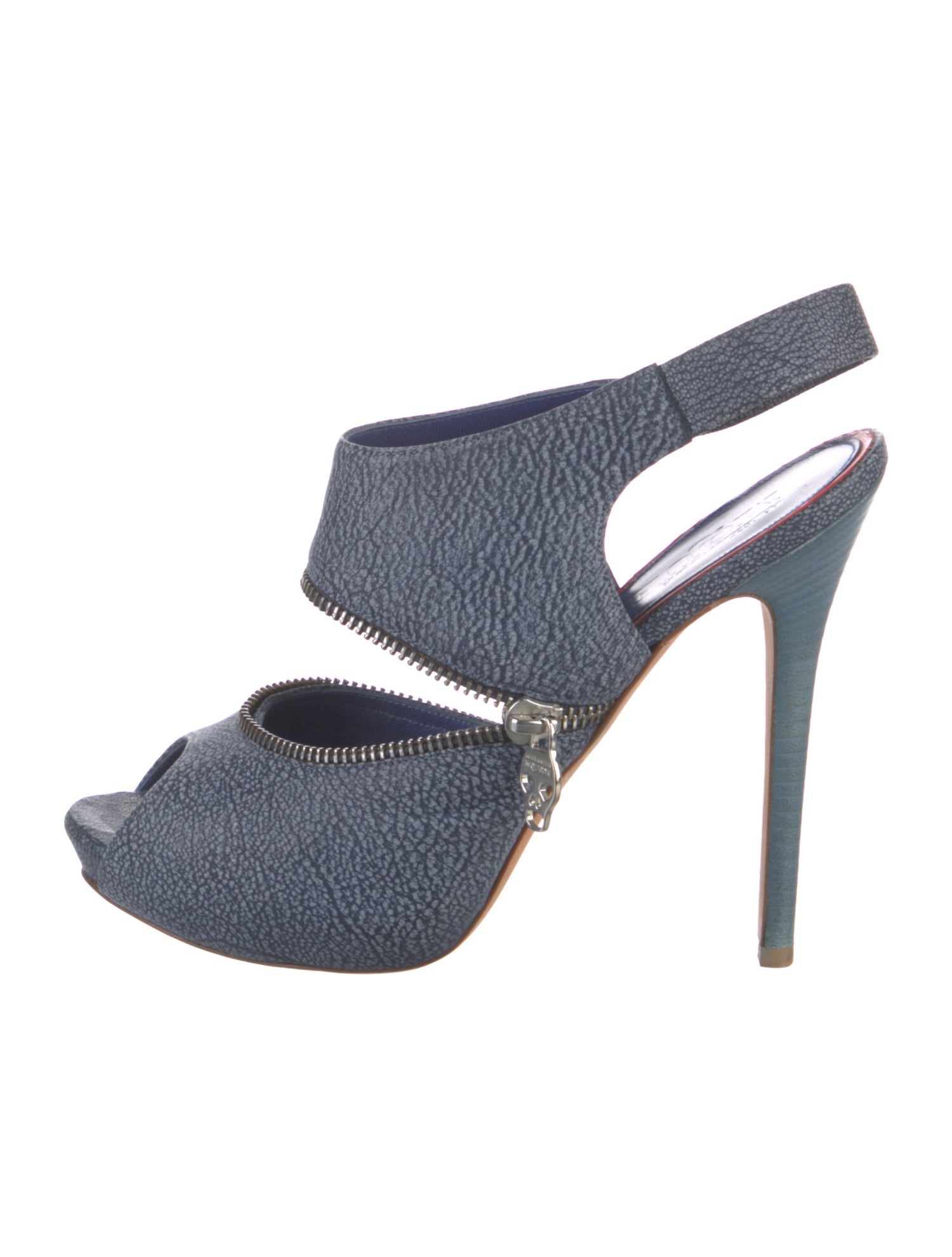 Alexander McQueen Skull Leather Slingback Pumps