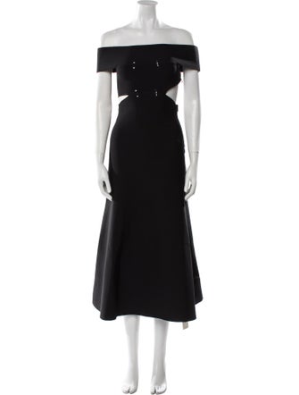 Alexander McQueen Off-The-Shoulder Midi Length Dress