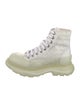 Alexander McQueen Floral Print Mesh Accents Combat Boots