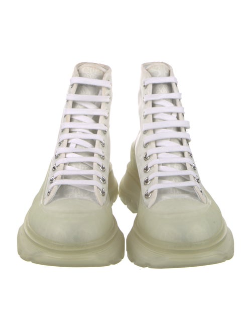 Alexander McQueen Floral Print Mesh Accents Combat Boots