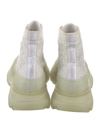 Alexander McQueen Floral Print Mesh Accents Combat Boots