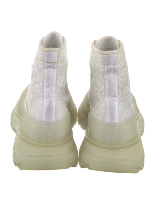 Alexander McQueen Floral Print Mesh Accents Combat Boots