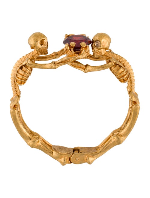 Alexander McQueen Crystal Twin Skeleton Hinged Cuff Bracelet