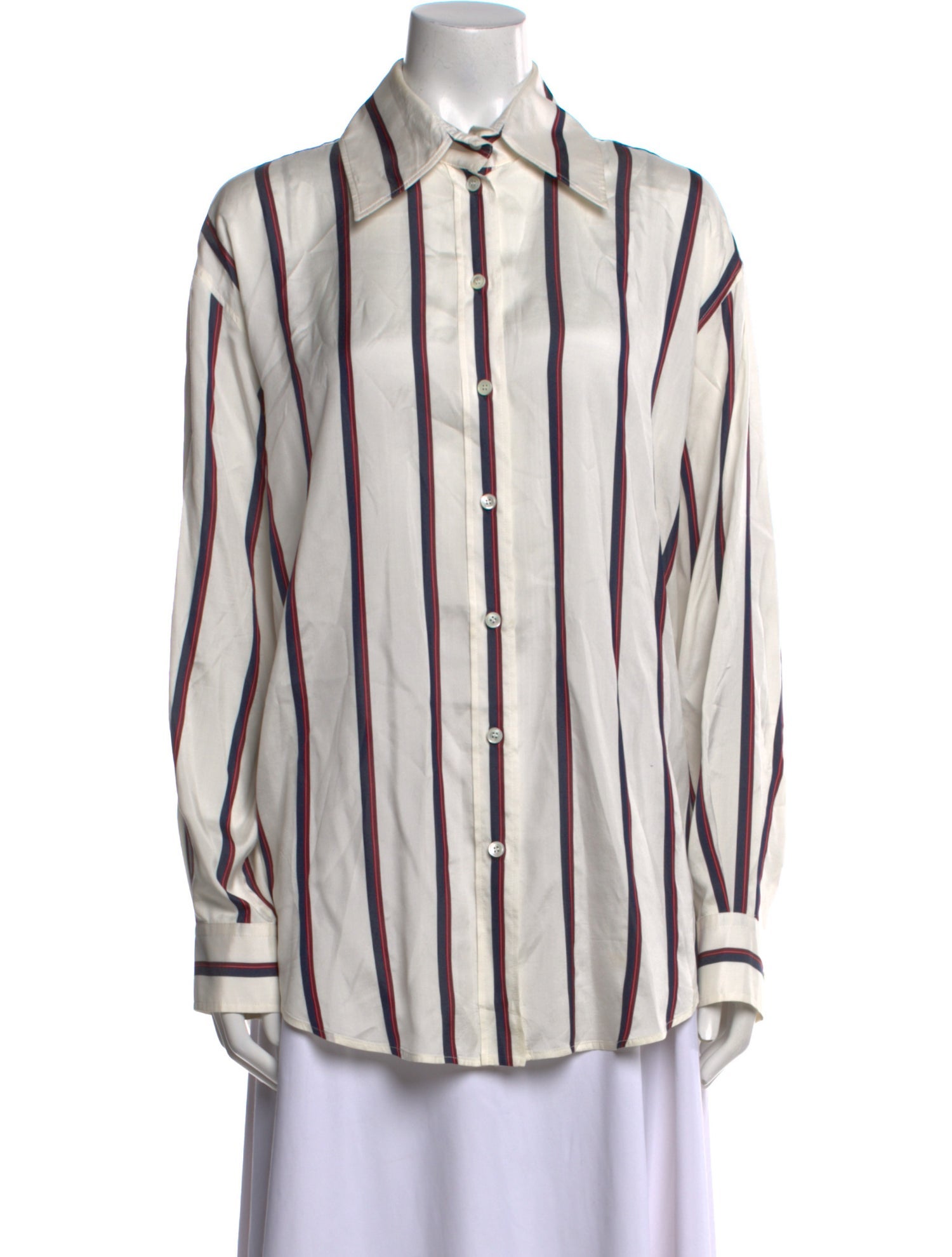 McQ Alexander McQueen Striped Long Sleeve Button-Up Top