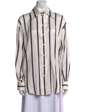 McQ Alexander McQueen Striped Long Sleeve Button-Up Top