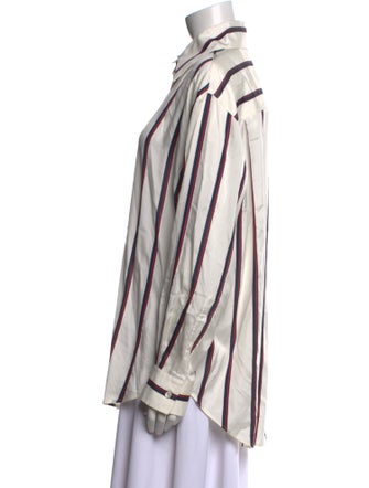McQ Alexander McQueen Striped Long Sleeve Button-Up Top