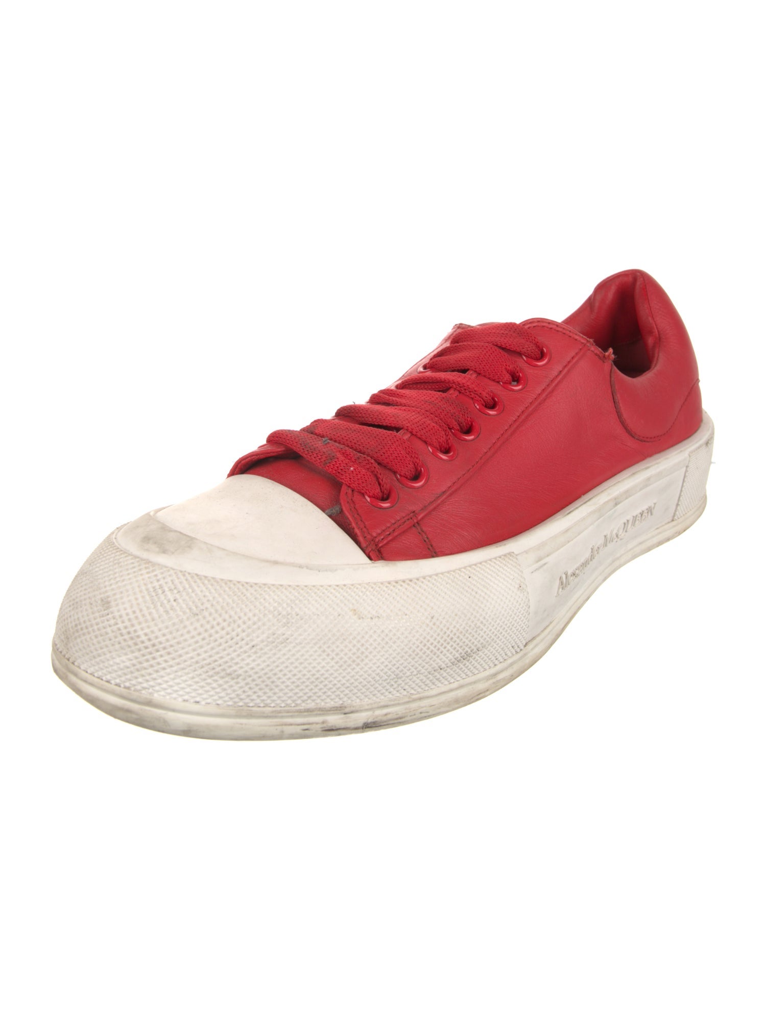 Alexander McQueen Leather Colorblock Pattern Sneakers