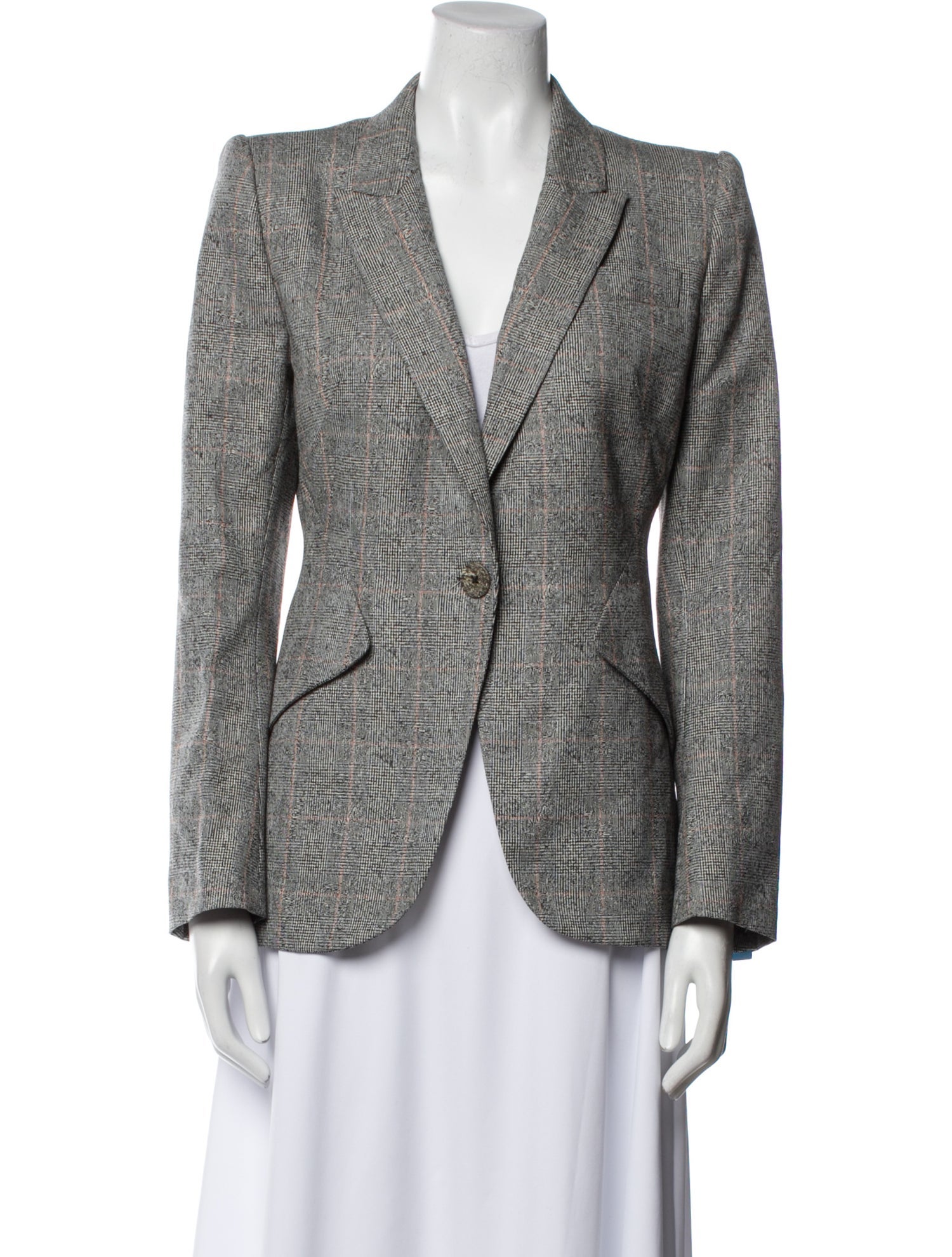 Alexander McQueen Virgin Wool Plaid Print Blazer