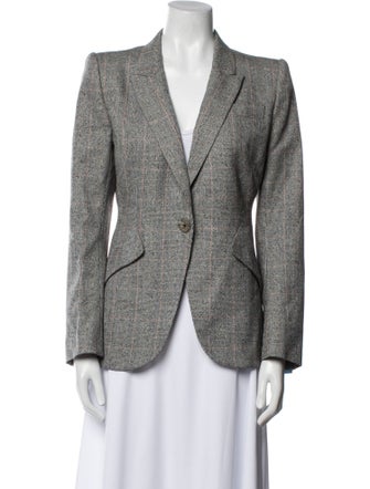 Alexander McQueen Virgin Wool Plaid Print Blazer