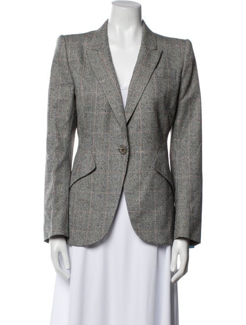 Alexander McQueen Virgin Wool Plaid Print Blazer