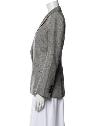 Alexander McQueen Virgin Wool Plaid Print Blazer