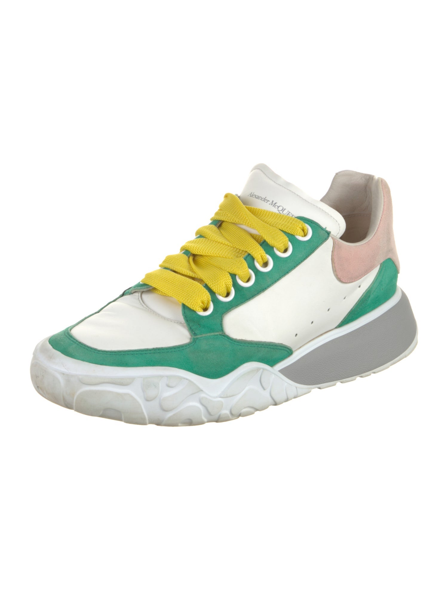 Alexander McQueen Leather Colorblock Pattern Sneakers
