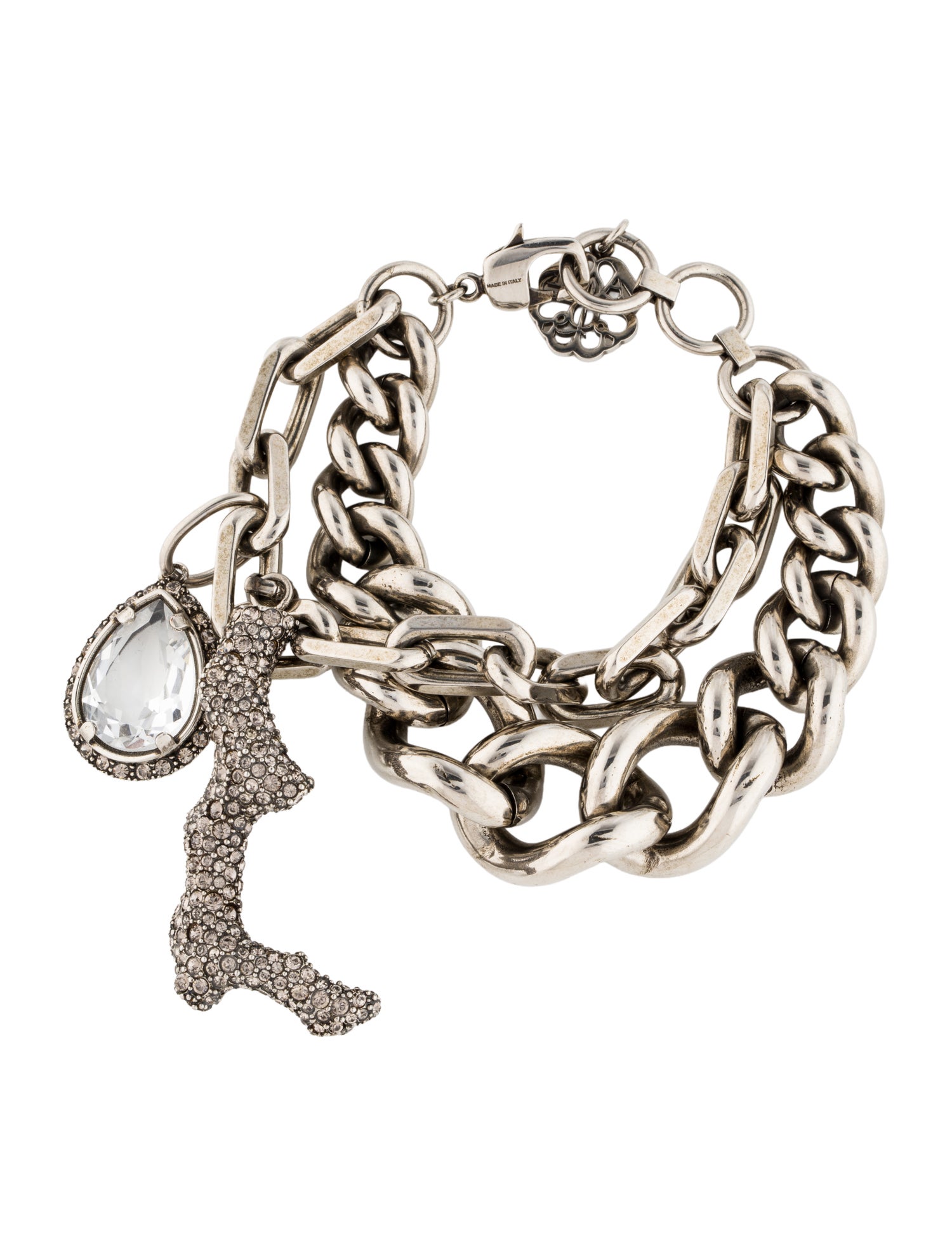 Alexander McQueen Crystal Coral Charm Link Bracelet