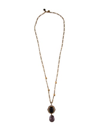 Alexander McQueen Pearl & Crystal Skull Pendant Necklace