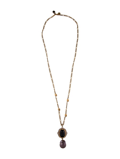 Alexander McQueen Pearl & Crystal Skull Pendant Necklace