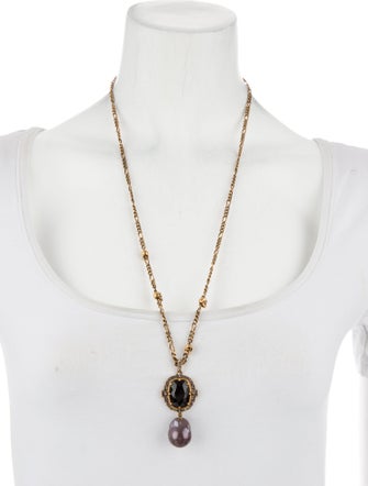 Alexander McQueen Pearl & Crystal Skull Pendant Necklace
