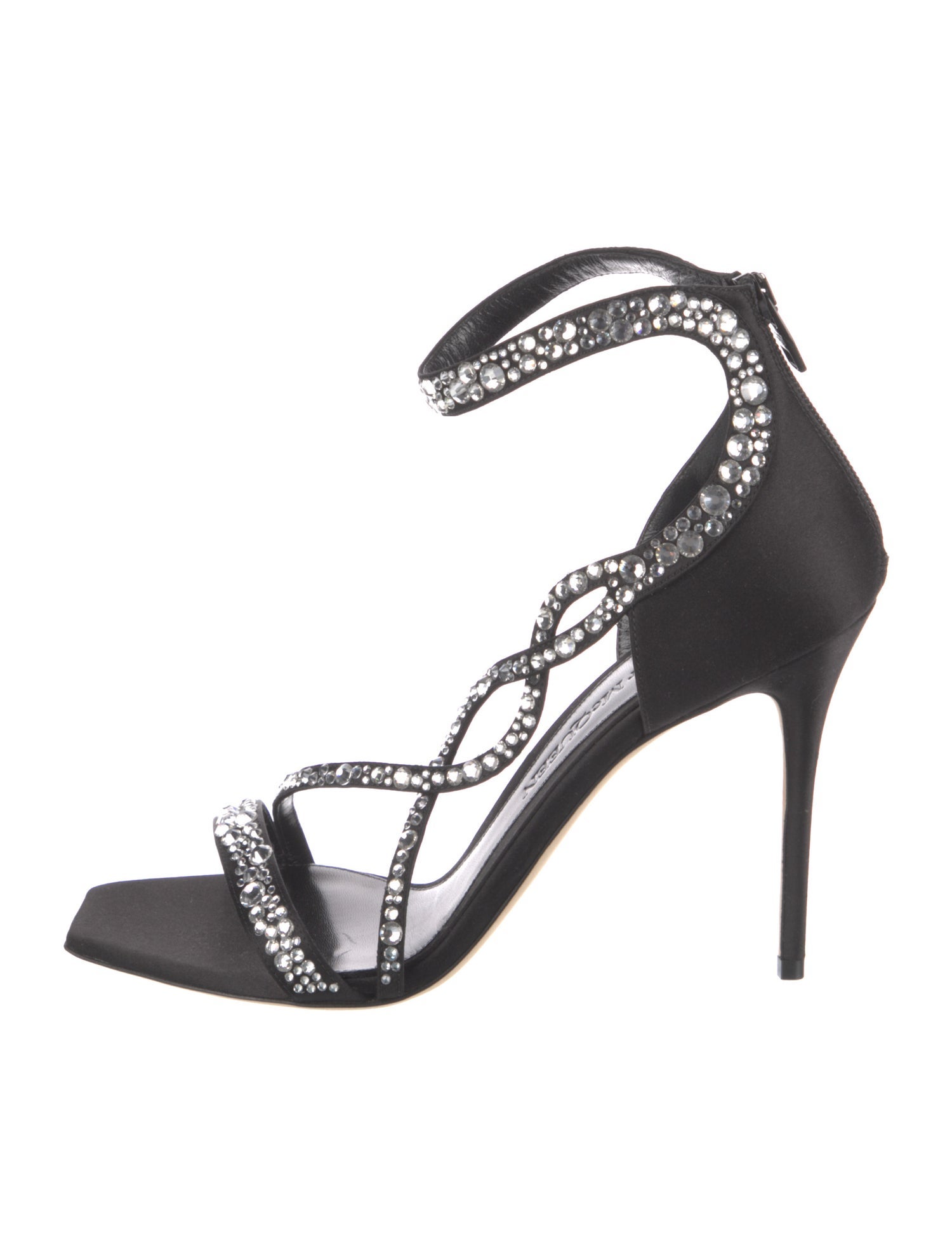 Alexander McQueen Satin Crystal Embellishments Sandals