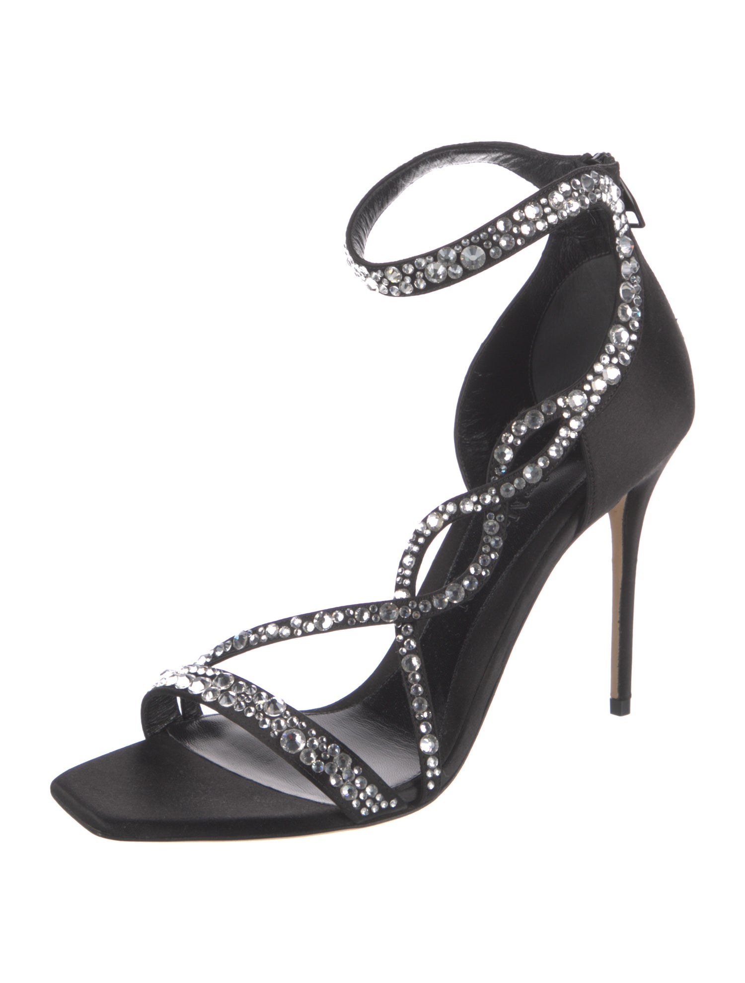 Alexander McQueen Satin Crystal Embellishments Sandals