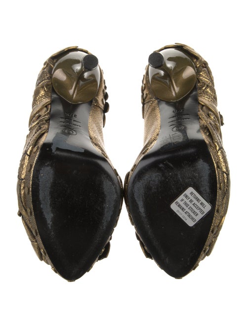 Alexander McQueen Leather Studded Accents T-Strap Pumps