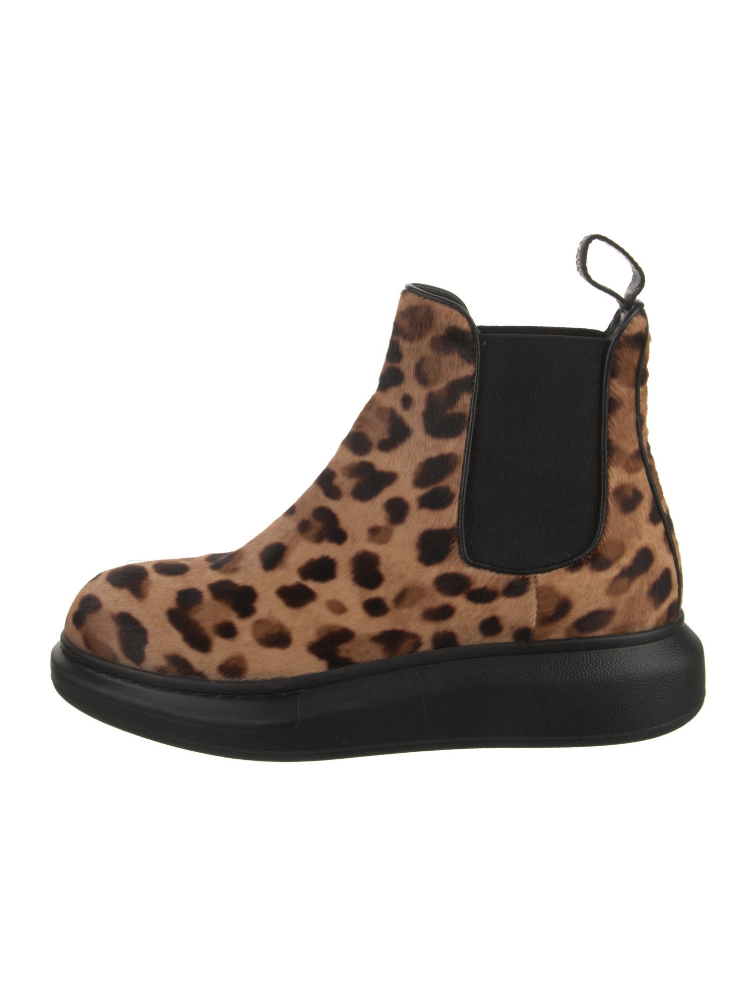 Alexander McQueen Ponyhair Animal Print Chelsea Boots