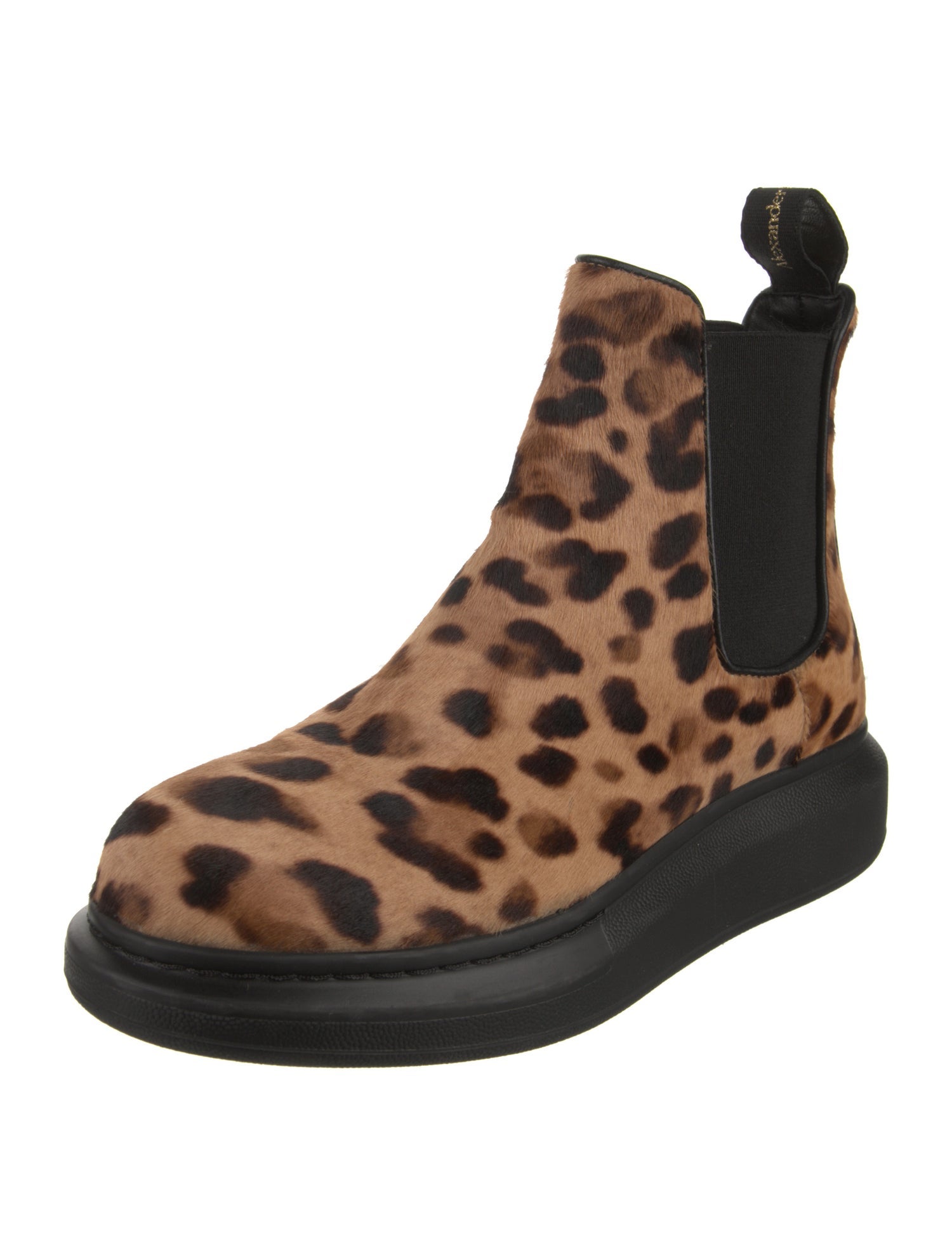 Alexander McQueen Ponyhair Animal Print Chelsea Boots