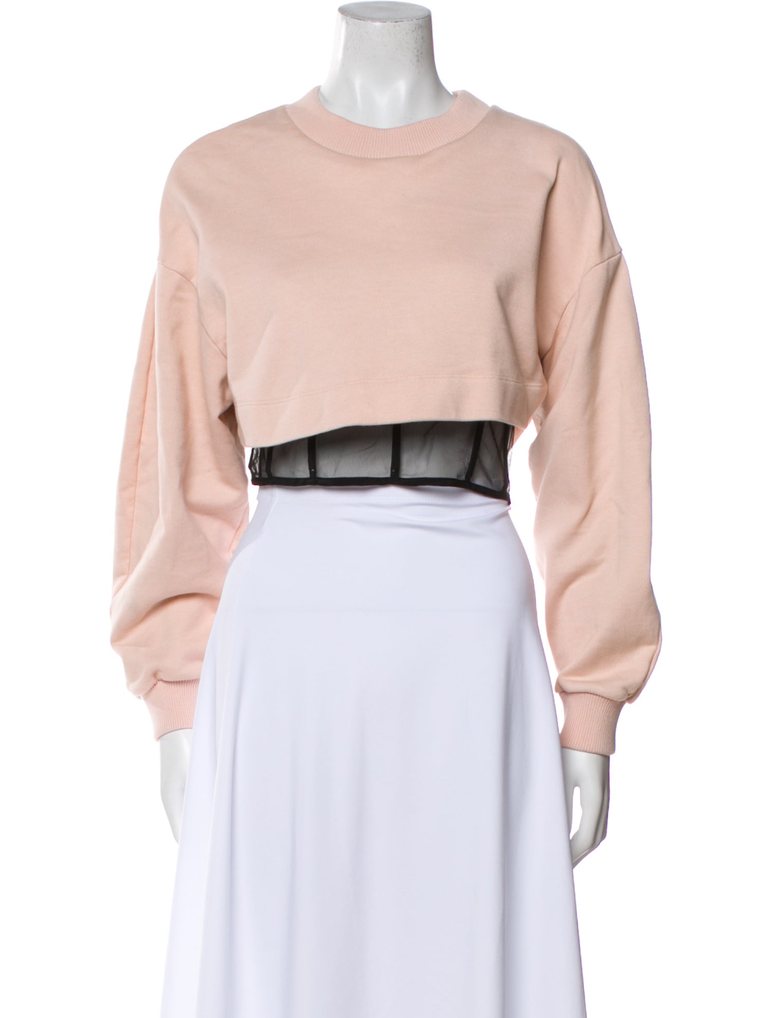 Alexander McQueen Crew Neck Long Sleeve Crop Top
