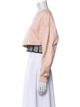 Alexander McQueen Crew Neck Long Sleeve Crop Top