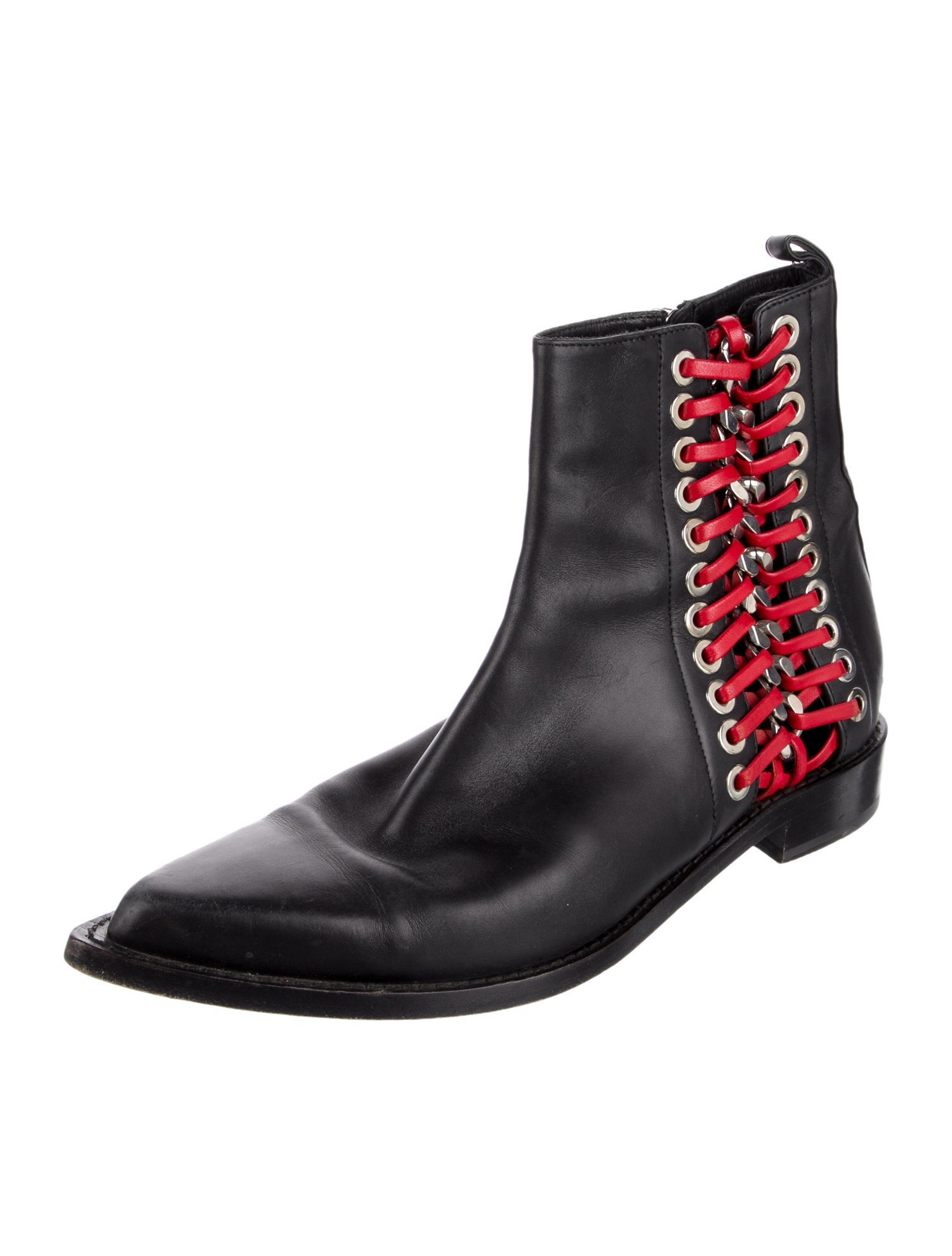 Alexander McQueen Leather Chain-Link Accents Chelsea Boots