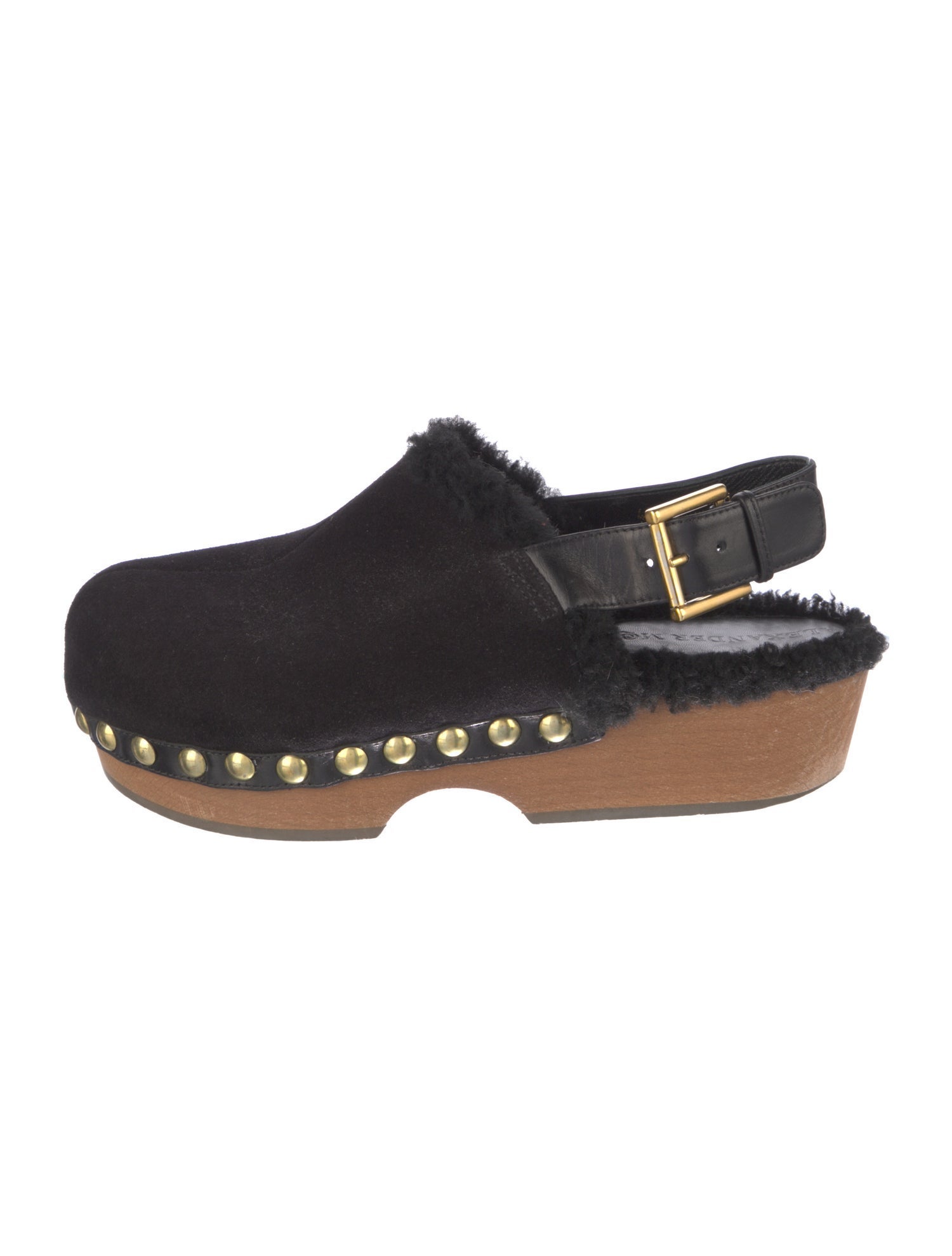 Alexander McQueen Suede Studded Accents Slingback Flats