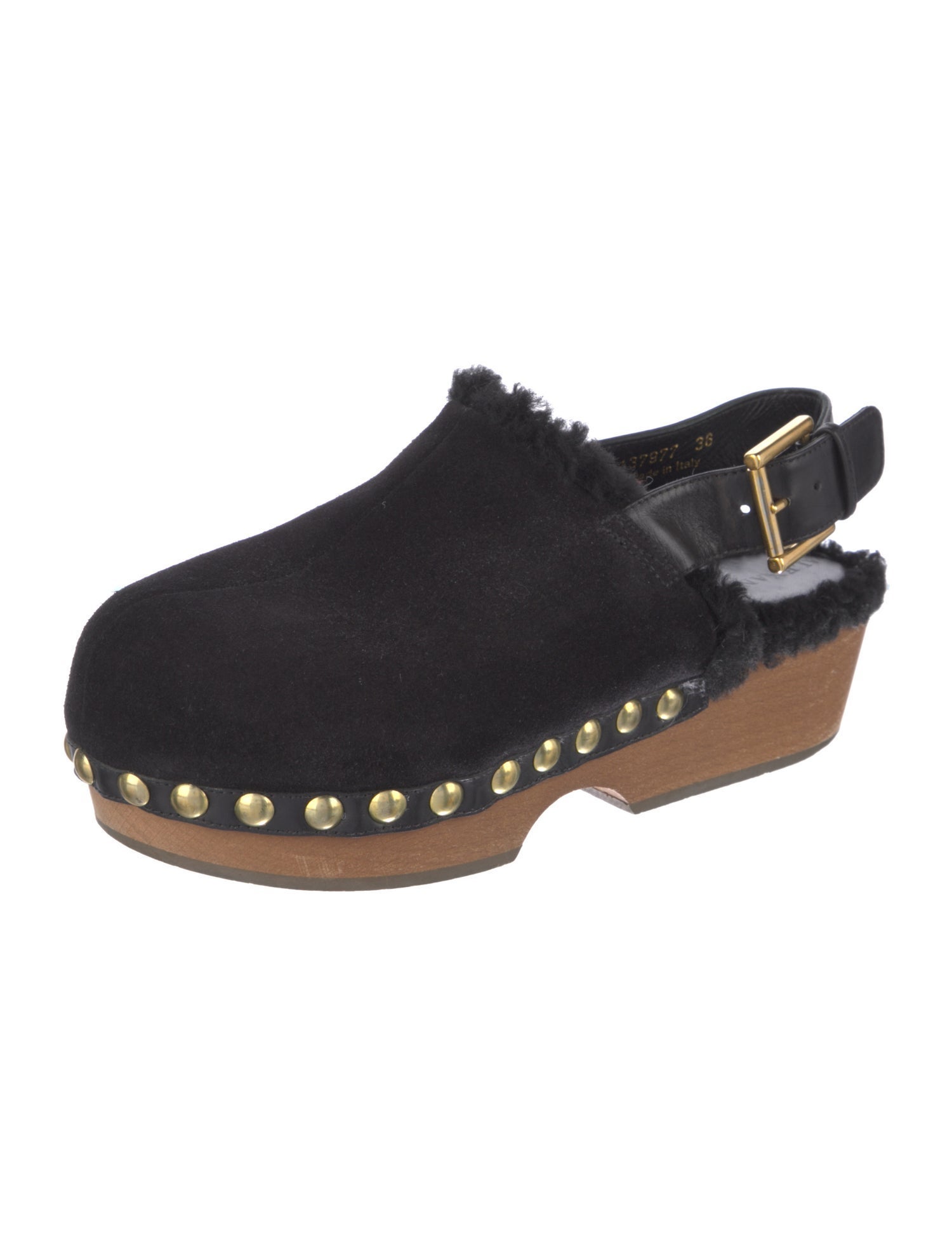 Alexander McQueen Suede Studded Accents Slingback Flats