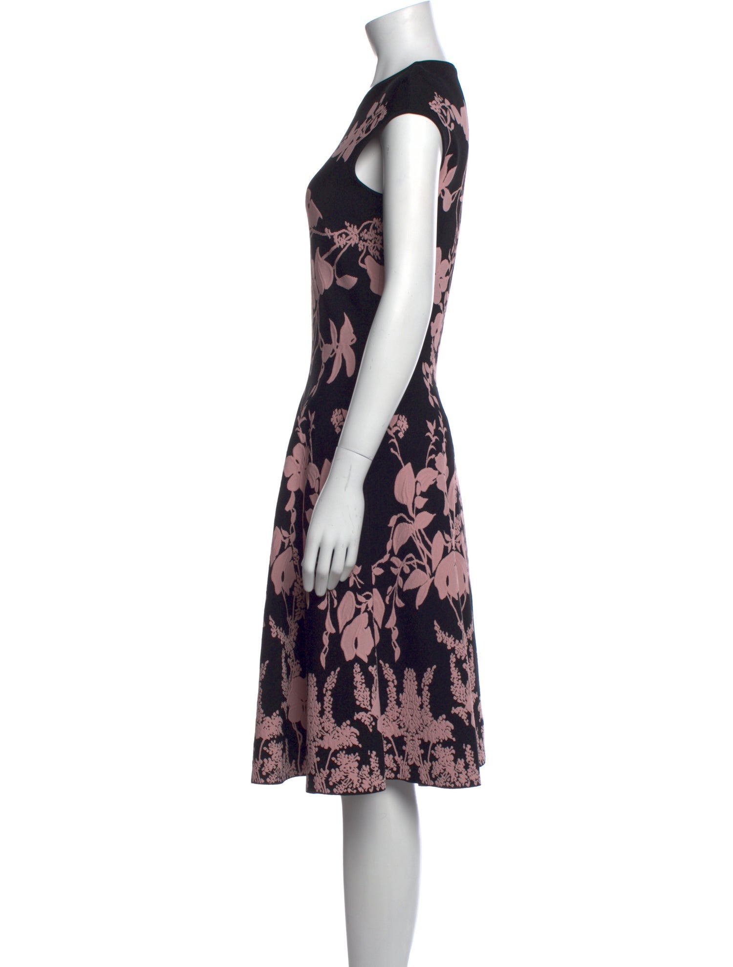 Alexander McQueen Floral Print Midi Length Dress