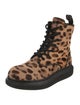 Alexander McQueen Ponyhair Animal Print Lace-Up Boots