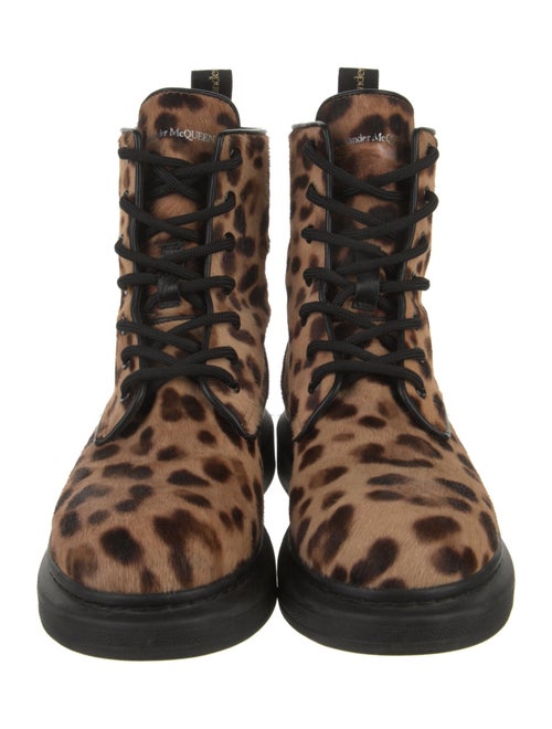 Alexander McQueen Ponyhair Animal Print Lace-Up Boots
