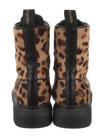 Alexander McQueen Ponyhair Animal Print Lace-Up Boots
