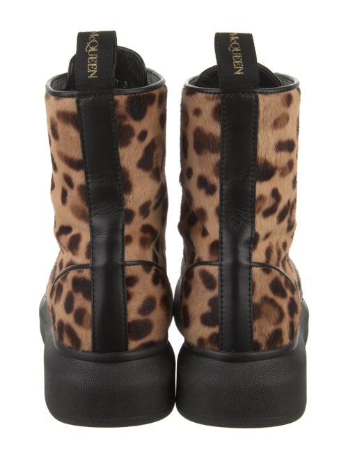 Alexander McQueen Ponyhair Animal Print Lace-Up Boots