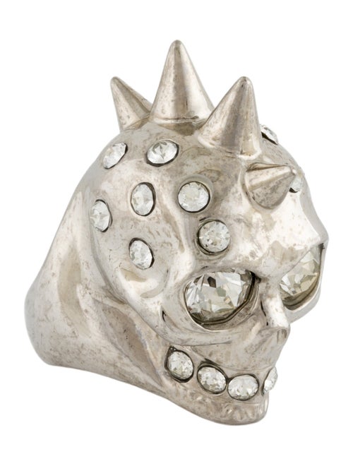 Alexander McQueen Crystal Mohawk Skull Cocktail Ring