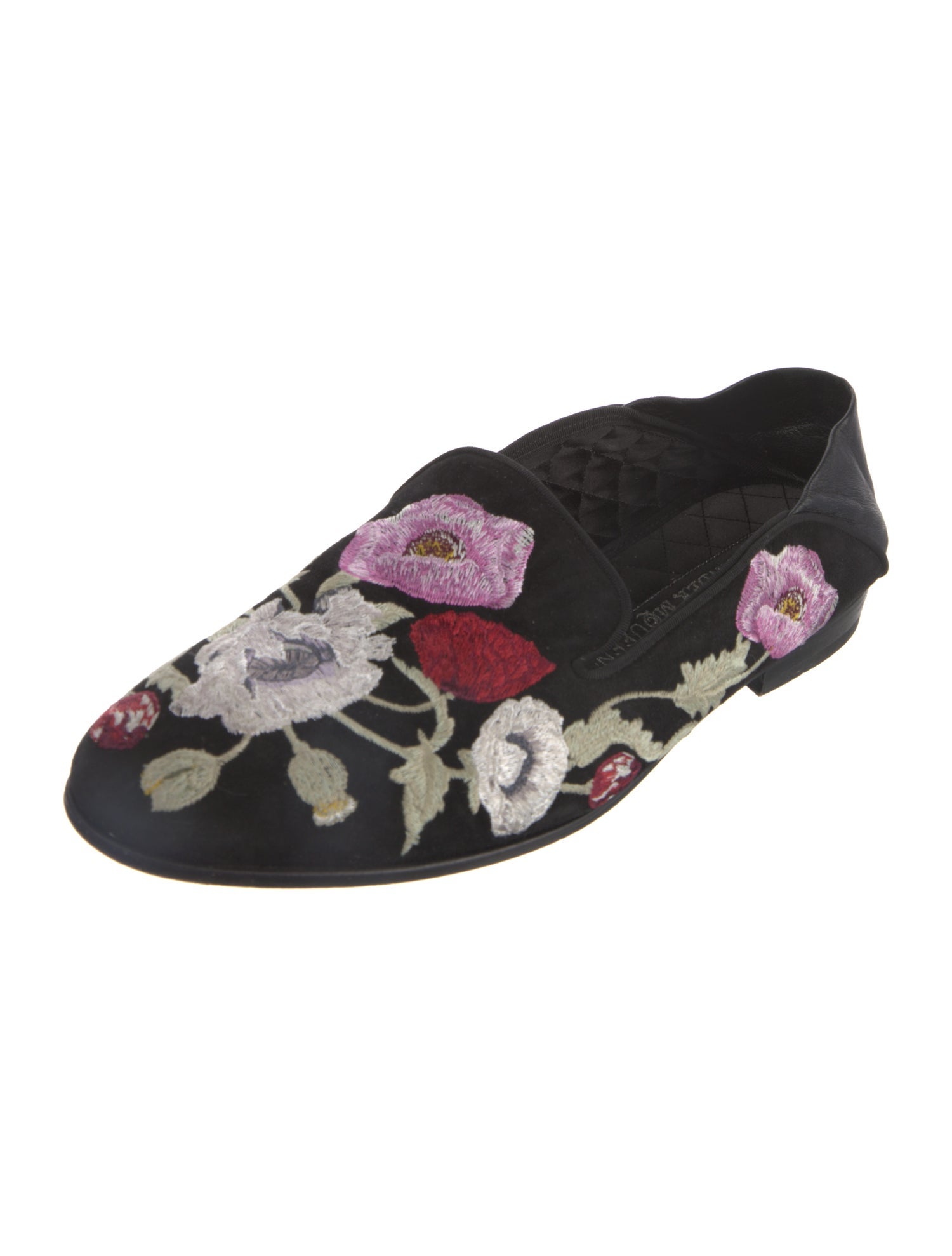 Alexander McQueen Suede Floral Print Loafers