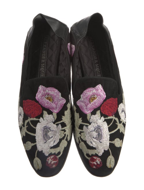 Alexander McQueen Suede Floral Print Loafers